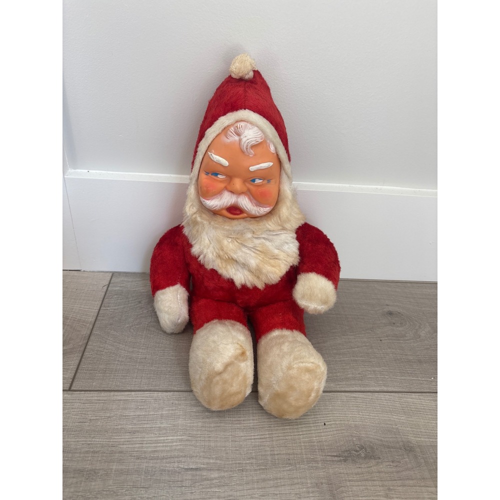 Super Rare genie Toys Rubber Face Santa High Luster Plush 16"